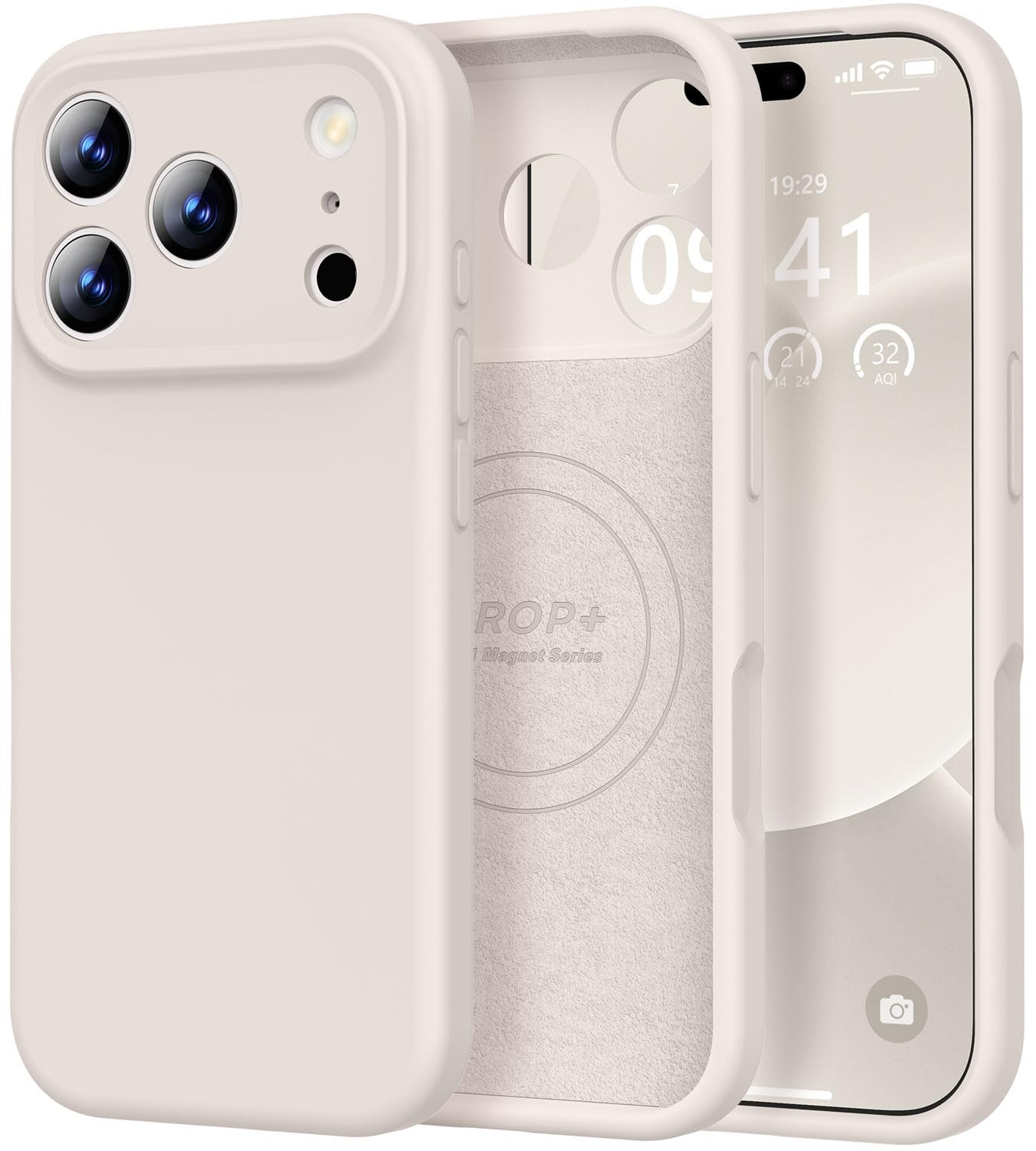 Photo 1 of Vooii Magnetic for iPhone 17 Pro Case, Compatible with Magsafe (Premium Liquid Silicone) (Integrated Camera Control Button) Full Body Protective Anti-Scratch Microfiber Lining 6.3", Stone