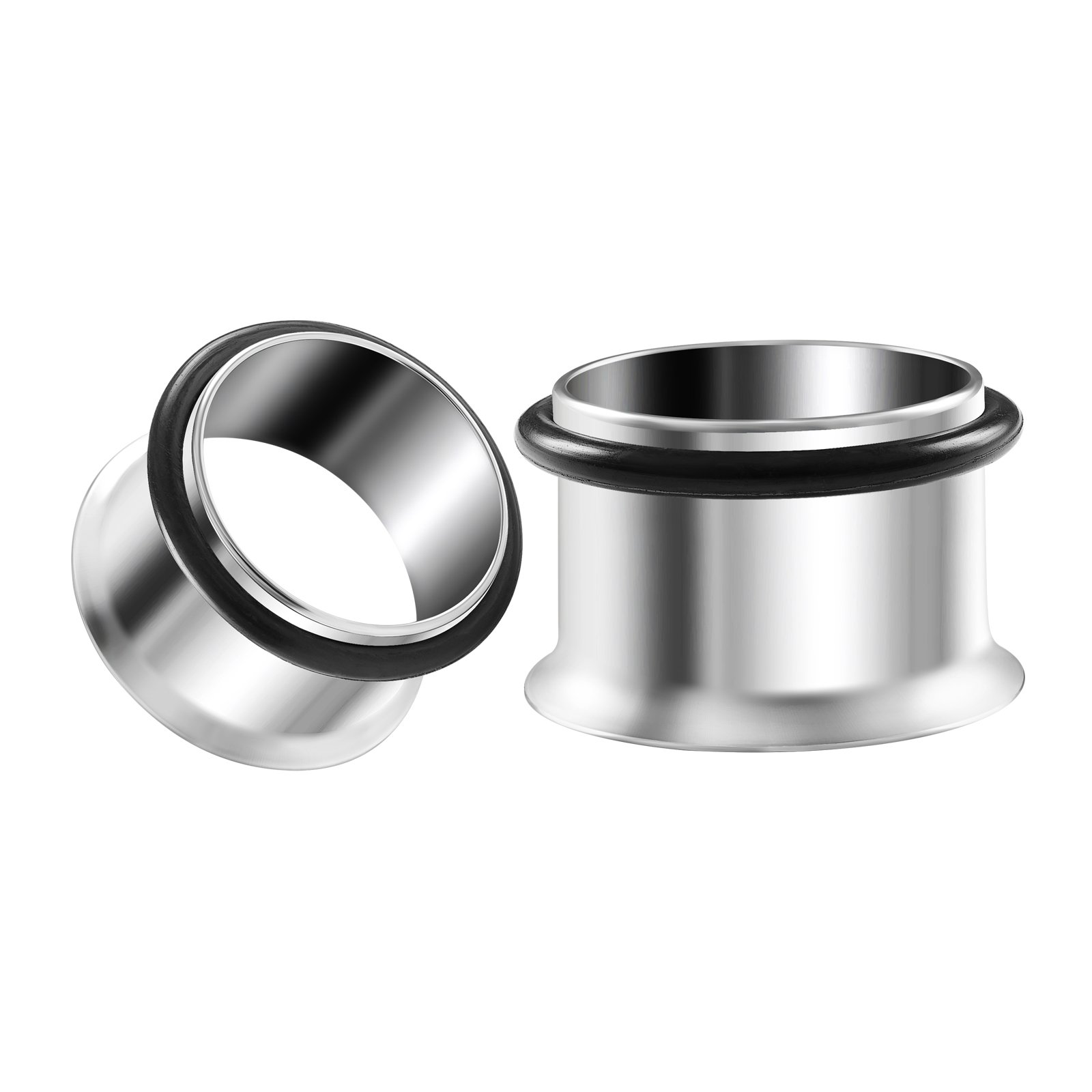 Pair of Surgical Steel 5/8 inch Gauge 16mm Single Flared Piercing Jewellery Ear Tunnel O-ring Stretcher Earring Lobe BG1266K