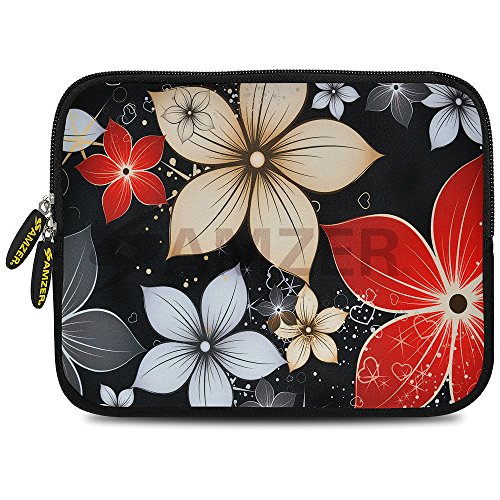 Amzer 7-Inch to 7.75-Inch Designer Neoprene Sleeve Case for iPad/Tablet/e-Reader and Notebooks, Wildflowers Red and White (AMZ5239077)