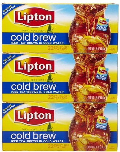 Lipton Black Tea Bags, Cold Brew, 22 ct, 3 Pack