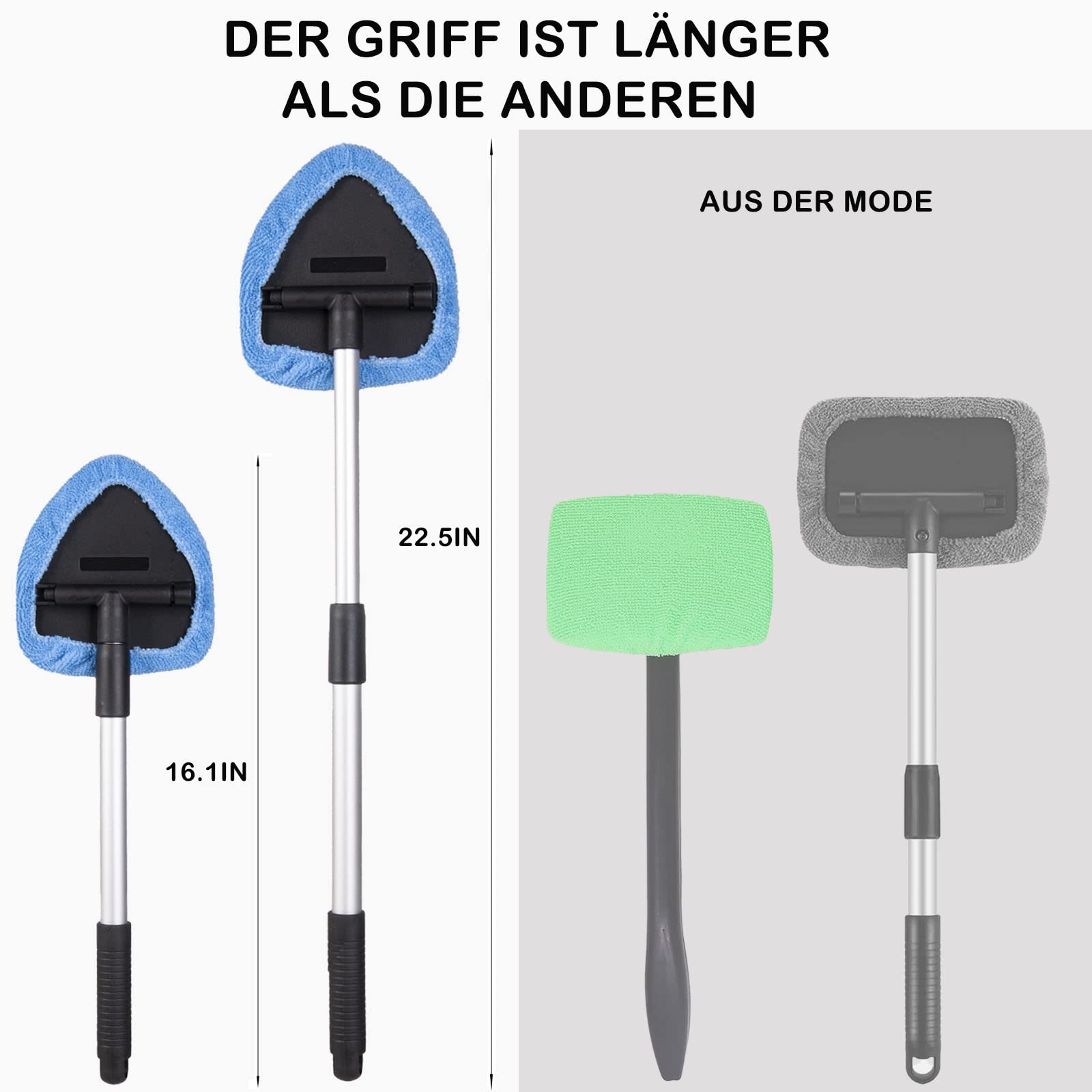 deuvuo Verbessertes Autoscheiben Innenreiniger, 9 Stück Erweiterbares Windschutzscheiben Reiniger Mit 6 Mikrofaserpads Und 2 Sprühflaschen, Multifunktionaler Scheibenreiniger Auto Set 5