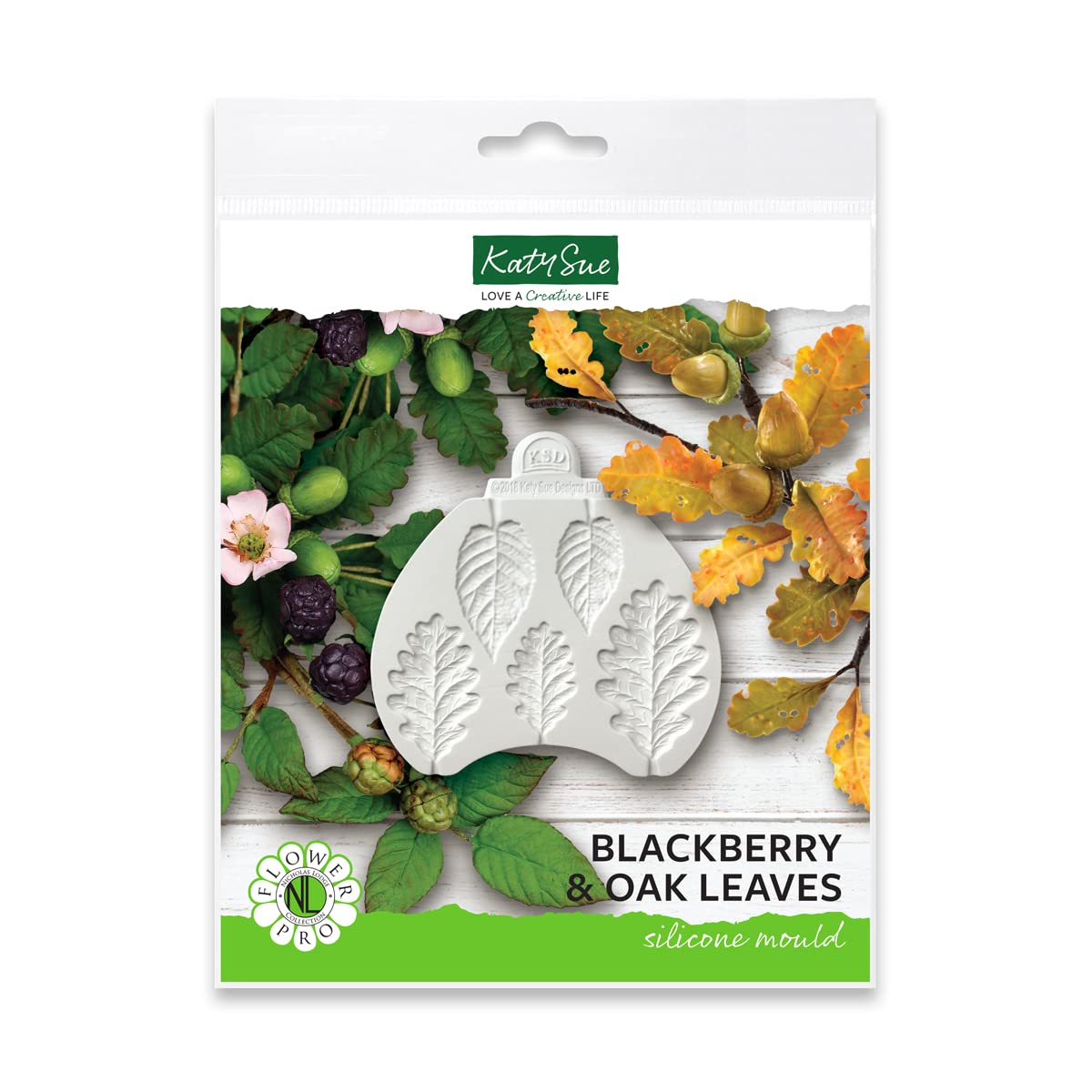 Flower Pro BlackBerry & Oak Leaves Silicone Mould for Cake Decorating & Clay Crafts by Katy Sue Moulds & Flower Pro Moulds. Use with Fondant, Air Dry Clay, Salt Dough & Sugar Paste.
