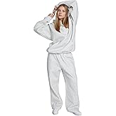 Ythomm Womens Leopard 2 Piece Sets Oversized Hoodies Straight Leg Sweatpants Sweatsuits Hooded Sweatshirt Lounge Fall Outfits