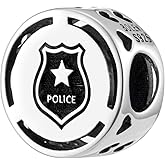 Bolenvi Jobs Career Professions Bead Charm Compatible with Pandora & Similar Bracelets, Necklaces & DIY Jewelry - Authentic 925 Sterling Silver Charm (Police Officer)