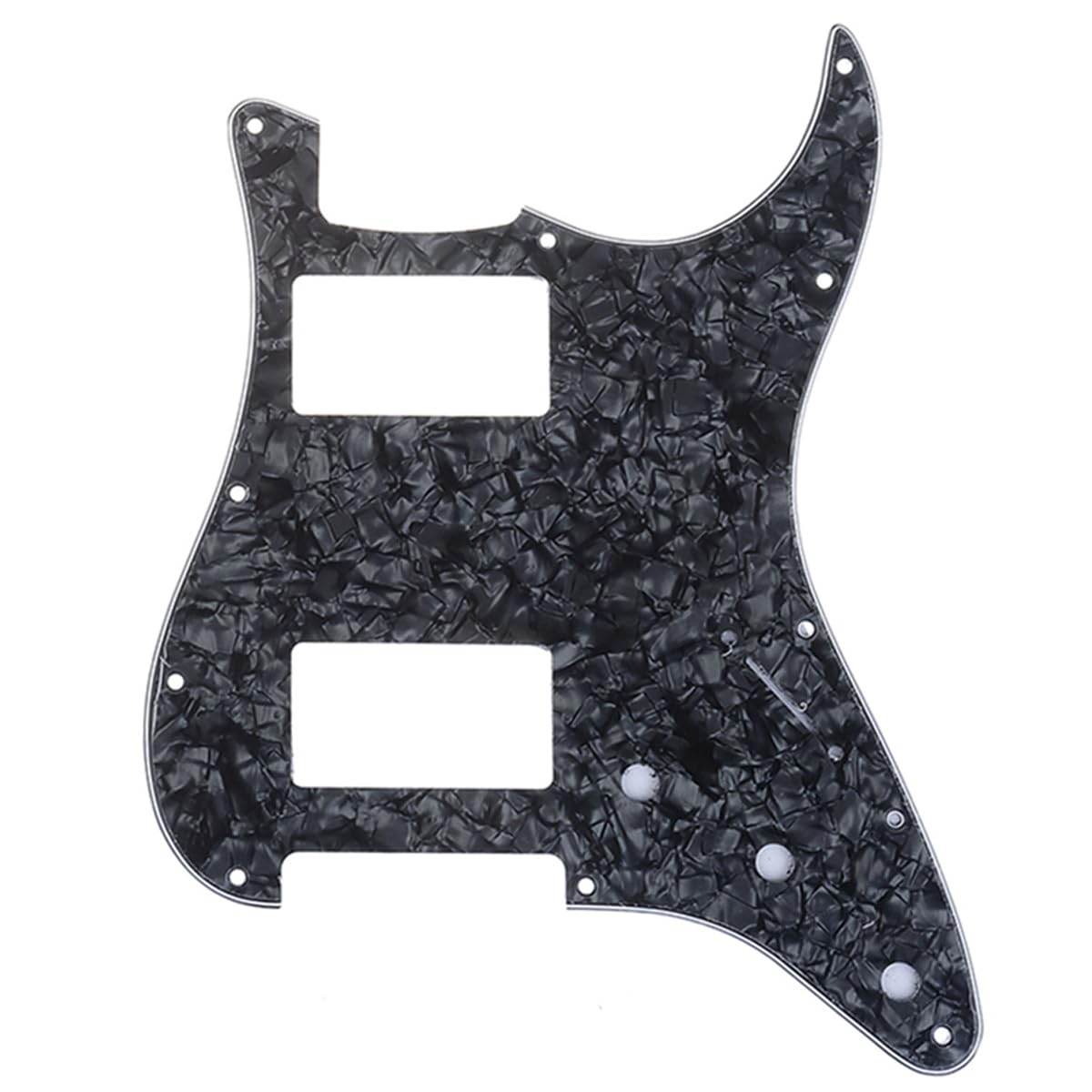 Musiclily Pro 11 Hole HH Strat Pickguard 2 Humbuckers Scratch Plate for American/Mexican Fender Standard Stratocaster Modern Style Electric Guitar, 4Ply Black Pearl