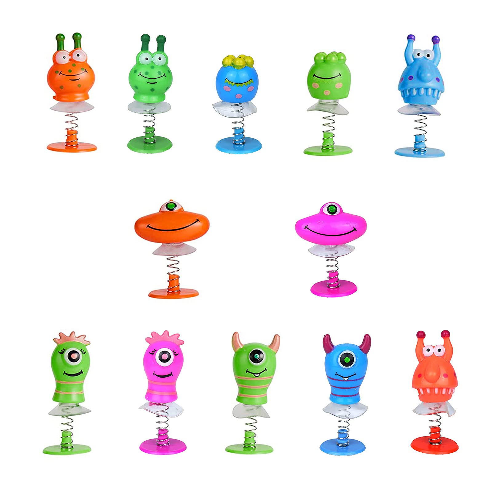 TOPWAYS Monsters Jump Up Toys, 12pcs Wacky Jumping Popper Pop Up Toys, Childrens Kids Party Bag Fillers Accessories for Birthday Christmas Party Decoration, Xmas Favors Gift