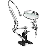RamPro - Helping Hand Magnifier Glass Stand with Flexible Neck LED Flashlight & Alligator Clips - 3X Magnifying Lens, Perfect