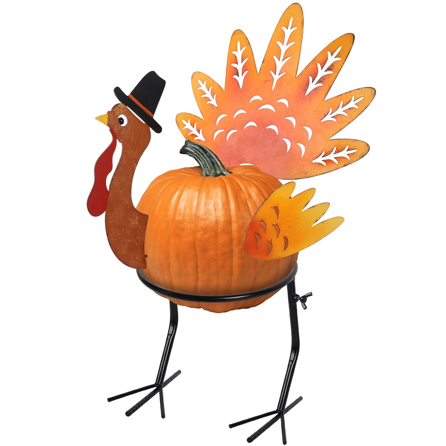 Photo 1 of yosager Male Turkey Pumpkin Making Kit, Thanksgiving Decorations DIY Pumpkin with Stand, Colorful Metal Turkey Parts Poke into Pumpkin, Indoor/Outdoor Thanksgiving Autumn Fall Harvest Home Decor