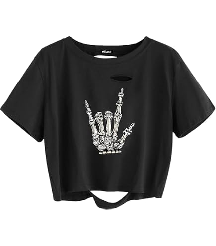 トップス Cartel Hand Distressed Tshirt Black Shor Womens Graphic Oversized Crop Tops Loose Cropped Distressed Tshirt