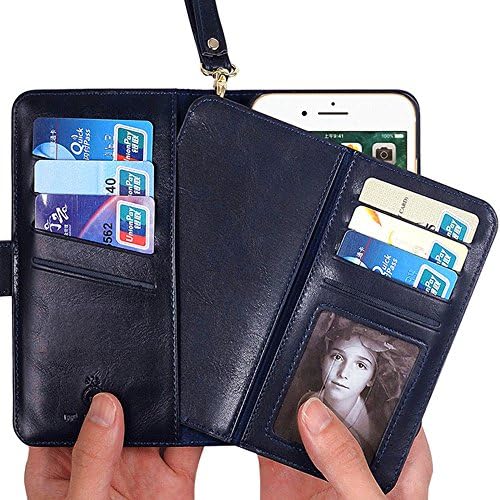 Italian Genuine Leather Wallet Phone Case Strong Magnet With Car Holder and 7 Card Slots