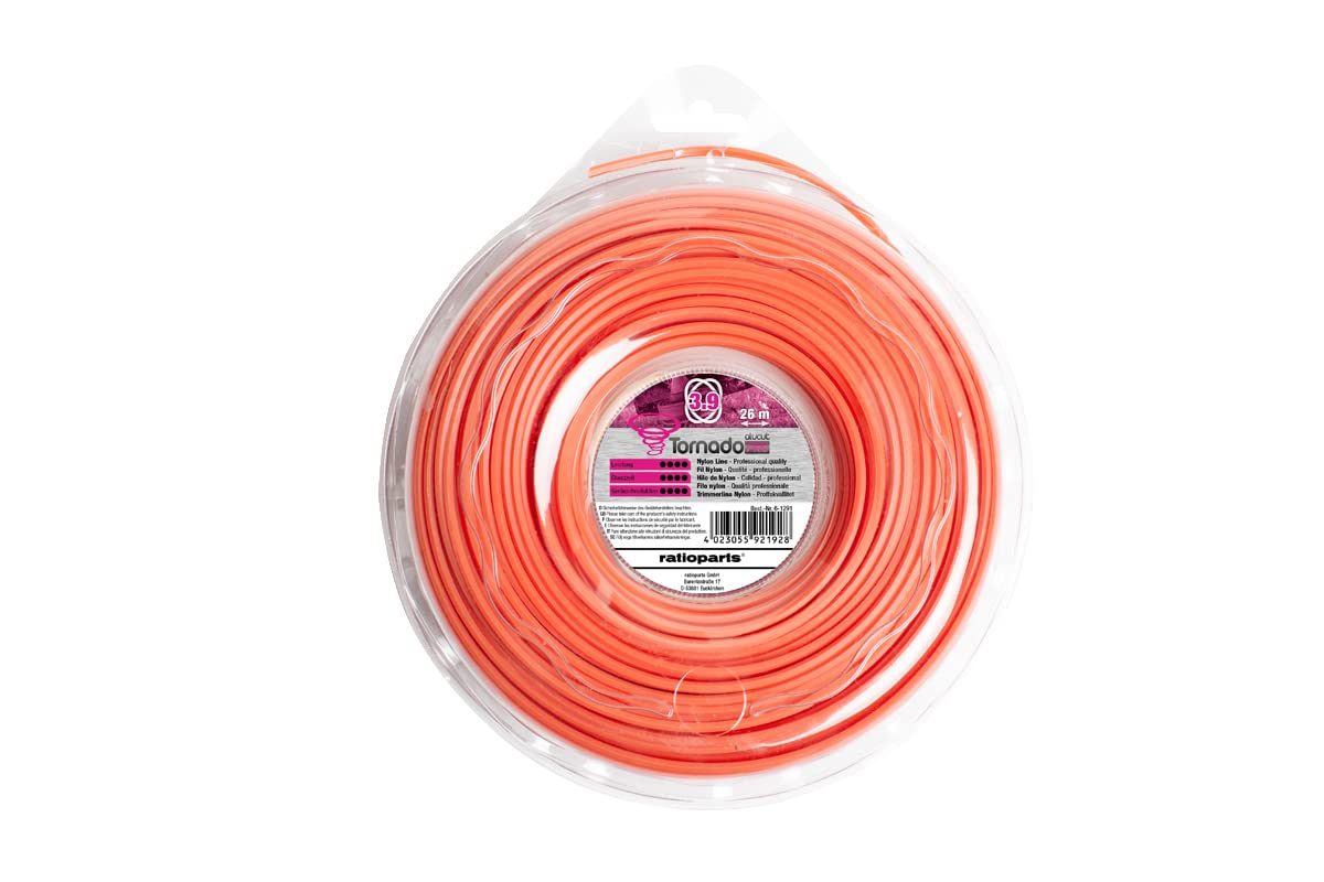 Ratioparts Nylon Thread 3.9mm Tornado Alu-Cut 26m Trimmer Line - Orange
