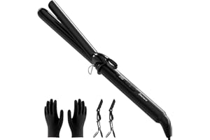 SIMERSURE Curling Iron 1 Inch, Long Barrel Ceramic Hair Wand, Fast Heating Hair Curler with 12 Heat Settings with LED Display, Hair Curling Wand Styling and Lasting on All Hair Types, Dual Voltage for Travel