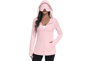 SeSe Code UPF 50+ Hoodie With Eye Mask Womens Zip Up Travel Jackets Sleep Sun Protection Shirts Pockets Outdoor Nap