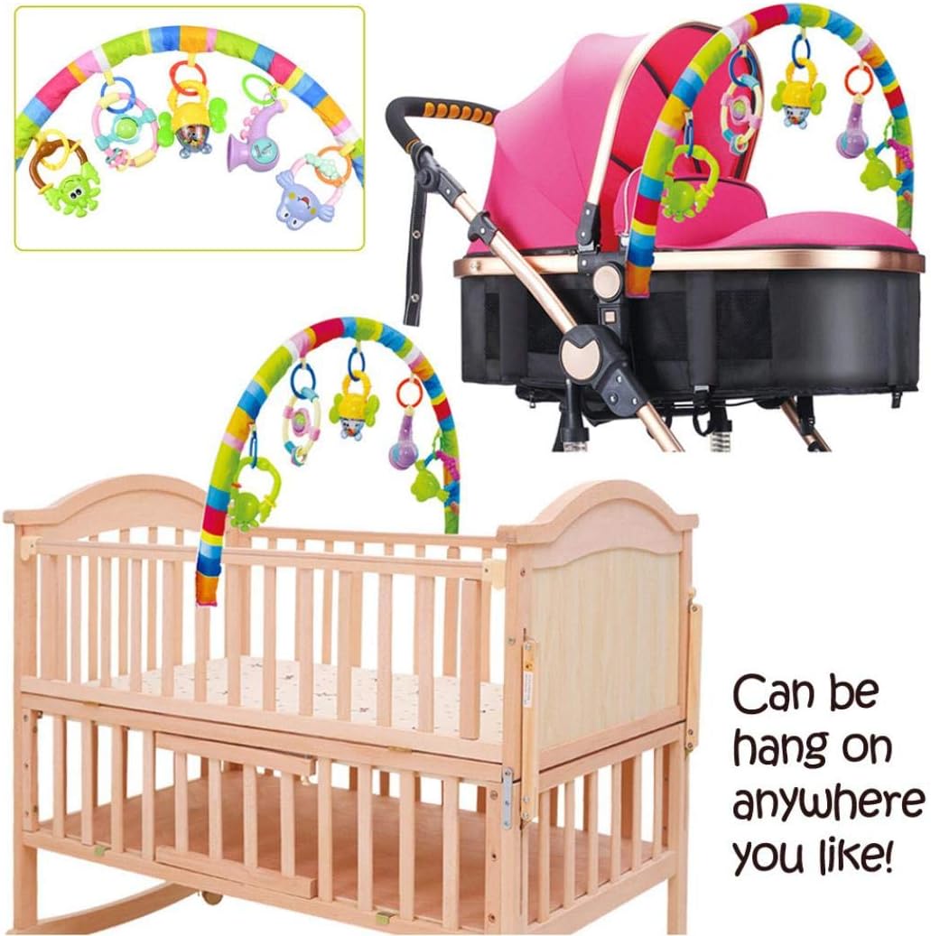 Lovely Kids Baby Sound Toys Bed Hanging Rattle Soft Crib Toy , Cartoon Baby Crib Music Bed Bell Projection Toy Hanging Rotating Animal Rattles (Colorful)