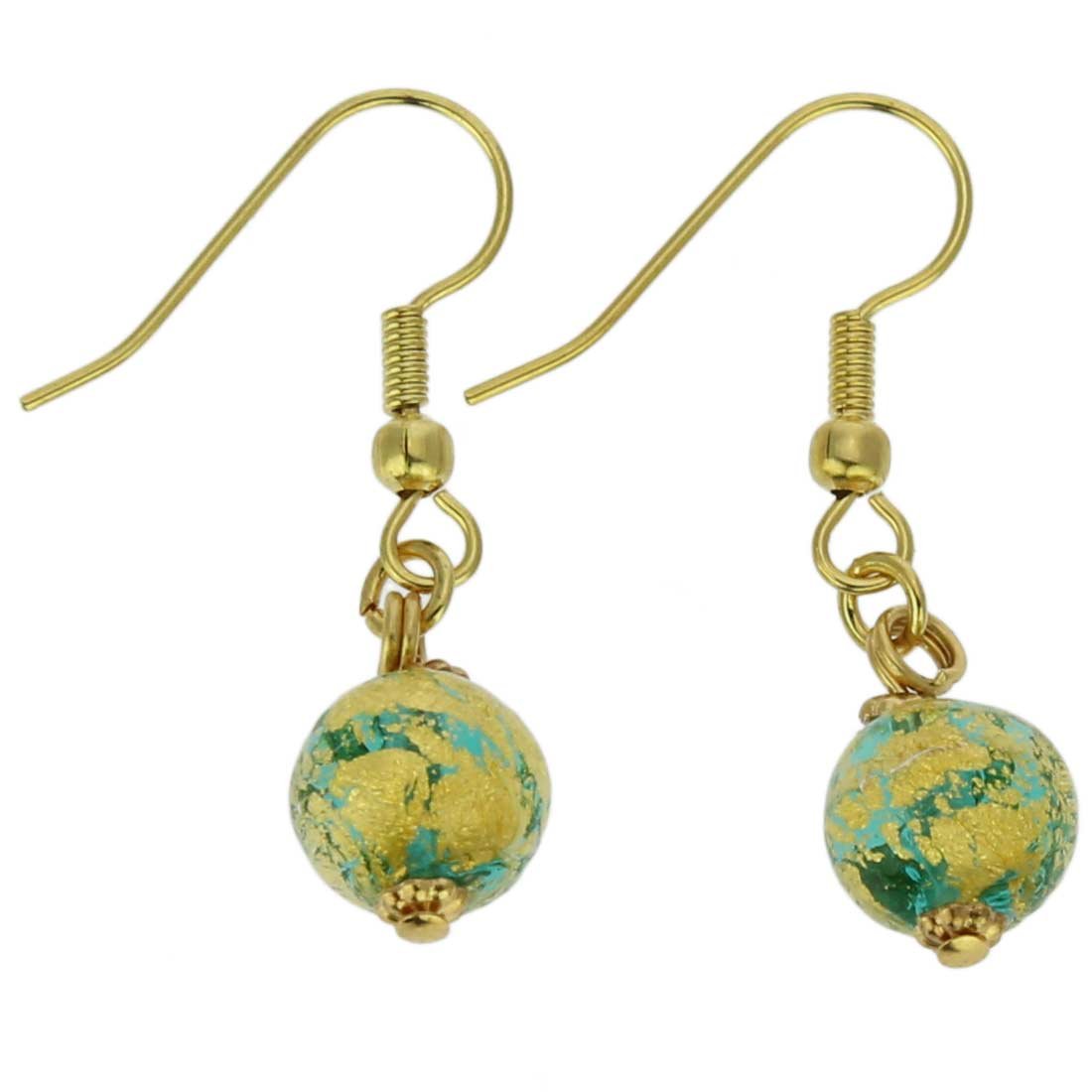 Glass Of Venice Murano Glass Golden Glow Earrings - Green