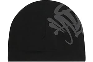 Syna World New Season Quality Skully Cap, Central CEE Beanie Running Hat - Black & Grey - synaworld