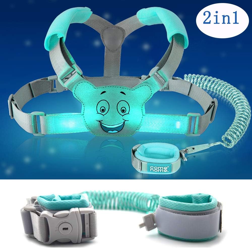 2 in 1 Child Safety Leash,Anti Lost Wrist Link for Toddlers Design with Lock,2.5 Meter [8.3FT] Longer Leash (Blue)