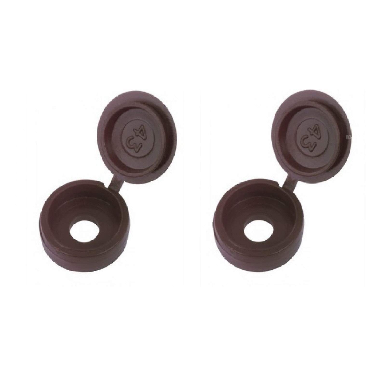 100 x Snap-On Brown Plastic Screw Caps / Cups & Cover Covers For No.6 - 8 Screws