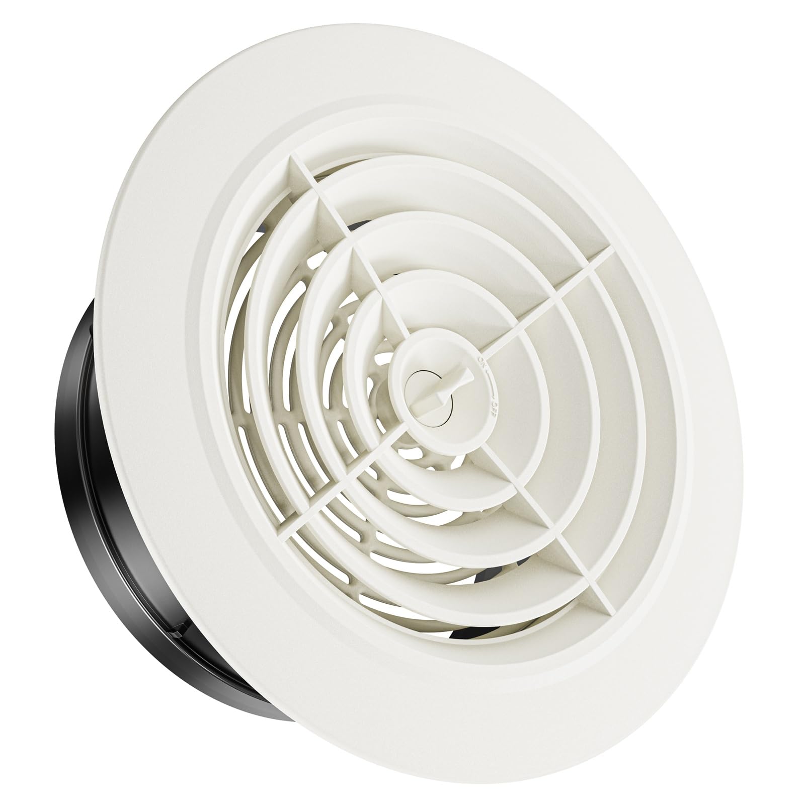 HG Power 5" Adjustable Soffit Vent Cover - White ABS Round Ceiling Vent For Attic, Bathroom, Kitchen & Living Room