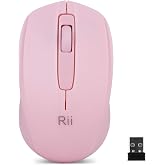 Rii Wireless Mouse,2.4G Portable Computer Mice | for PC, Laptop, Windows,Office Included Wireless USB dongle (Pink)