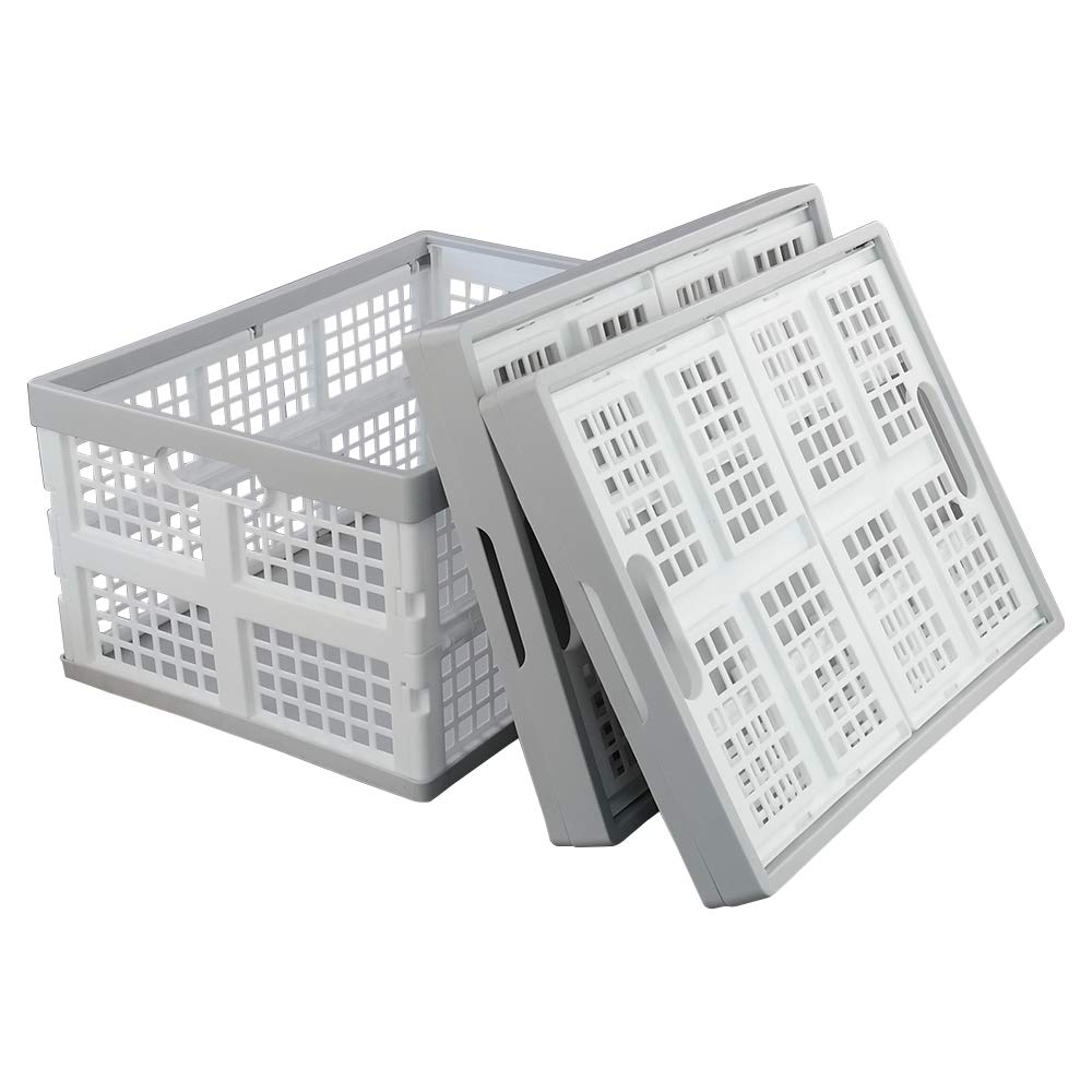 Photo 1 of Vababa 28 L Plastic Collapsible Storage Bins, Stacking Utility Foldable Basket, Set of 3