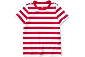 Silenroar Boys Tshirt Striped, Short Sleeve Tee Shirts, Kids Crewneck T-Shirt Cotton Stripes Top