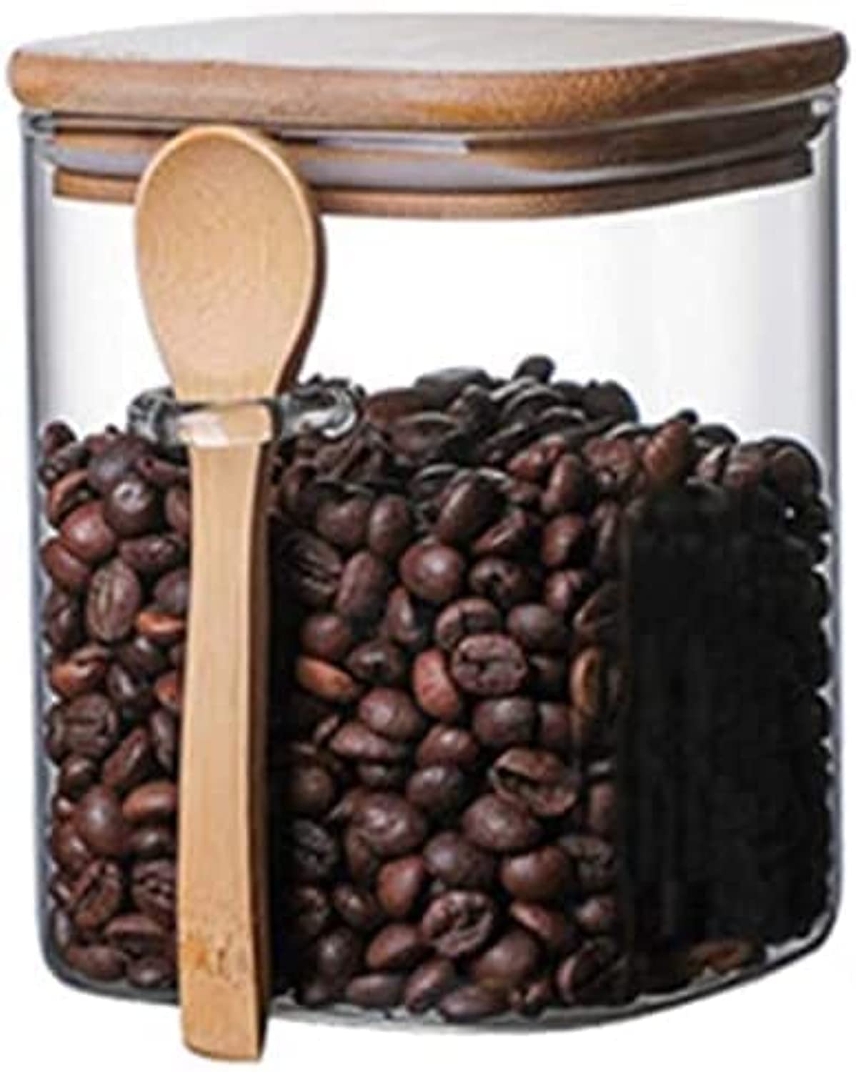 ITODA Large Glass Storage Jar with Lids and Spoon,Airtight Cereal Dispenser Clear Canister Sealed Cans Coffee Bean Storage Containers Spice Sugar Flour Salt Pepper Tea Jars, 28 OZ/ 800ML