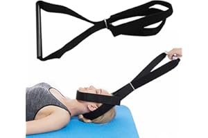 Neck Stretcher with Secure Chin Strap & Comfort Handle, Cervical Traction Device for Safe Spine Decompression and Muscle Rela