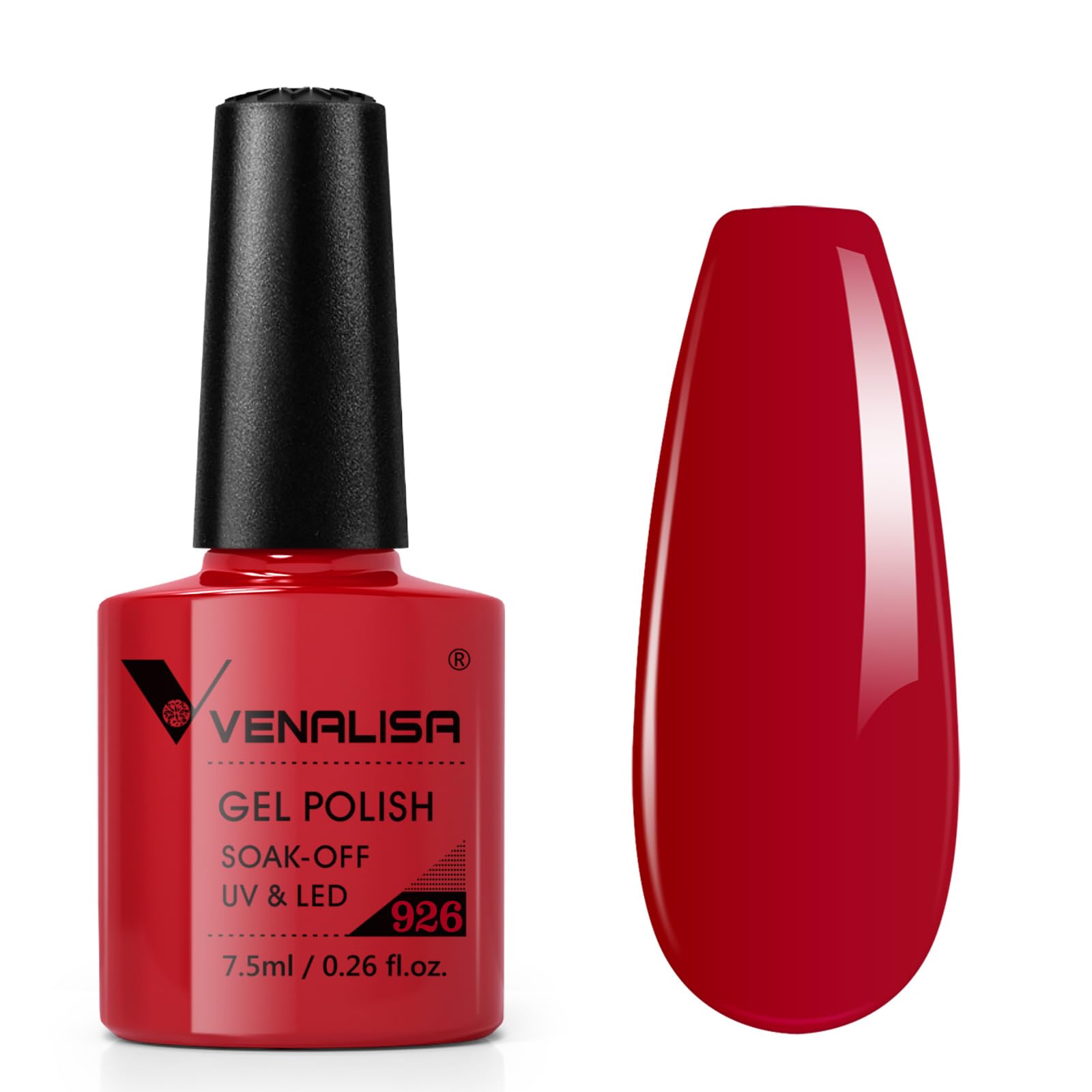 VENALISA Gel Nail Polish - Red Color Soak Off UV LED Nail Gel Polish Nail Art Starter Manicure Salon DIY at Home