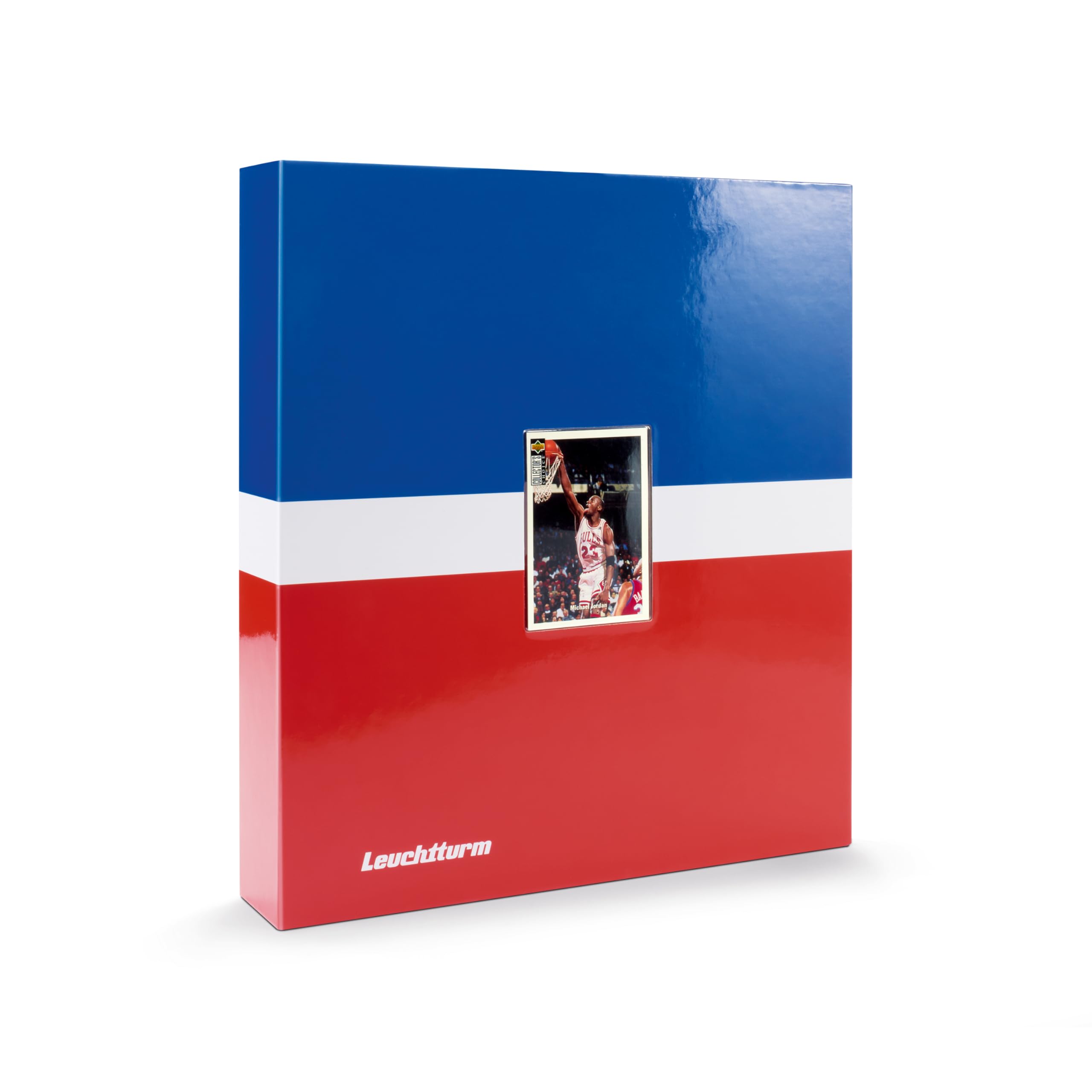 Leuchtturm 372286 TCG Album Pro - for 35 A4 sleeves and 315 Sport Trading Cards - hardcover blue-white-red - incl. 5 Grande Pro sleeves black