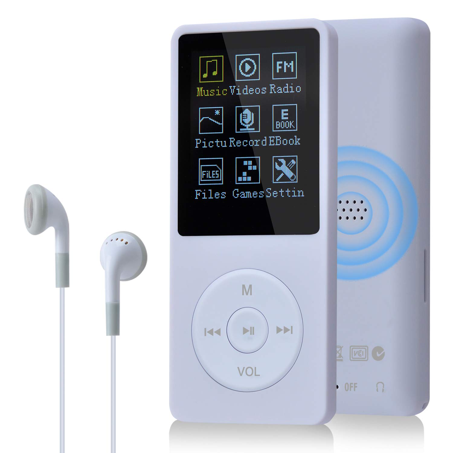 COVVY Slim Music Player 8 GB Portable Lossless Sound 70 Hours Screen MP3 Player Support up to 64 GB (White)