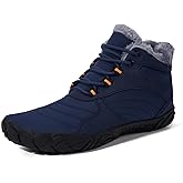 HiGropcore Barefoot Boots Women Men Fur Lined Winter Barefoot Shoes Water-Repellent Hiking Snow Boots Minimalist Wide Toe Box Ankle Booties