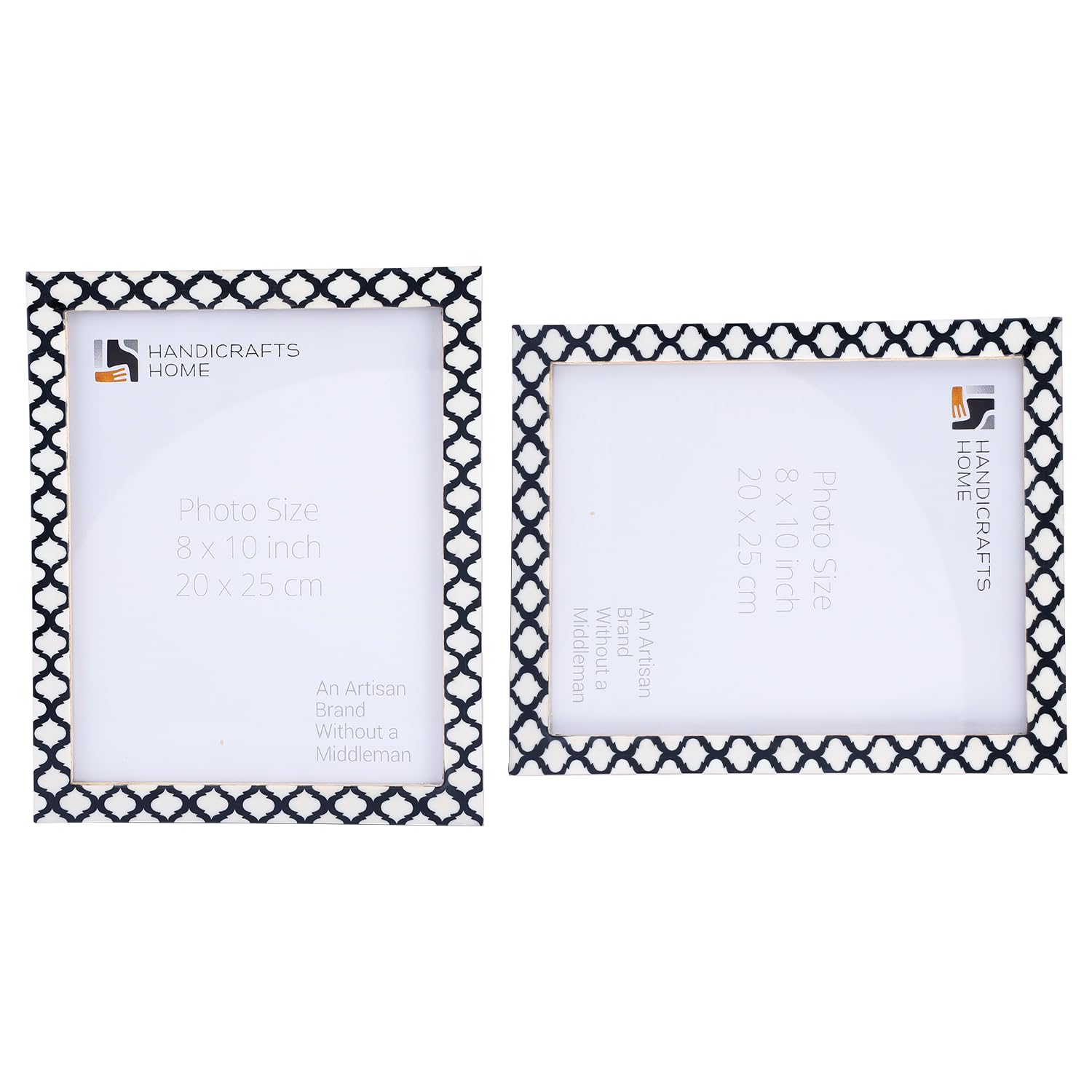 Handicrafts Home Black & White Vintage Photo Frames for Wall or Tabletop Display, 8x10 Picture Frame Set of 2,Boho Farmhouse Gallery Wall Frame Set, Artisan Handmade Moroccan Frame for Home Decor — image 1