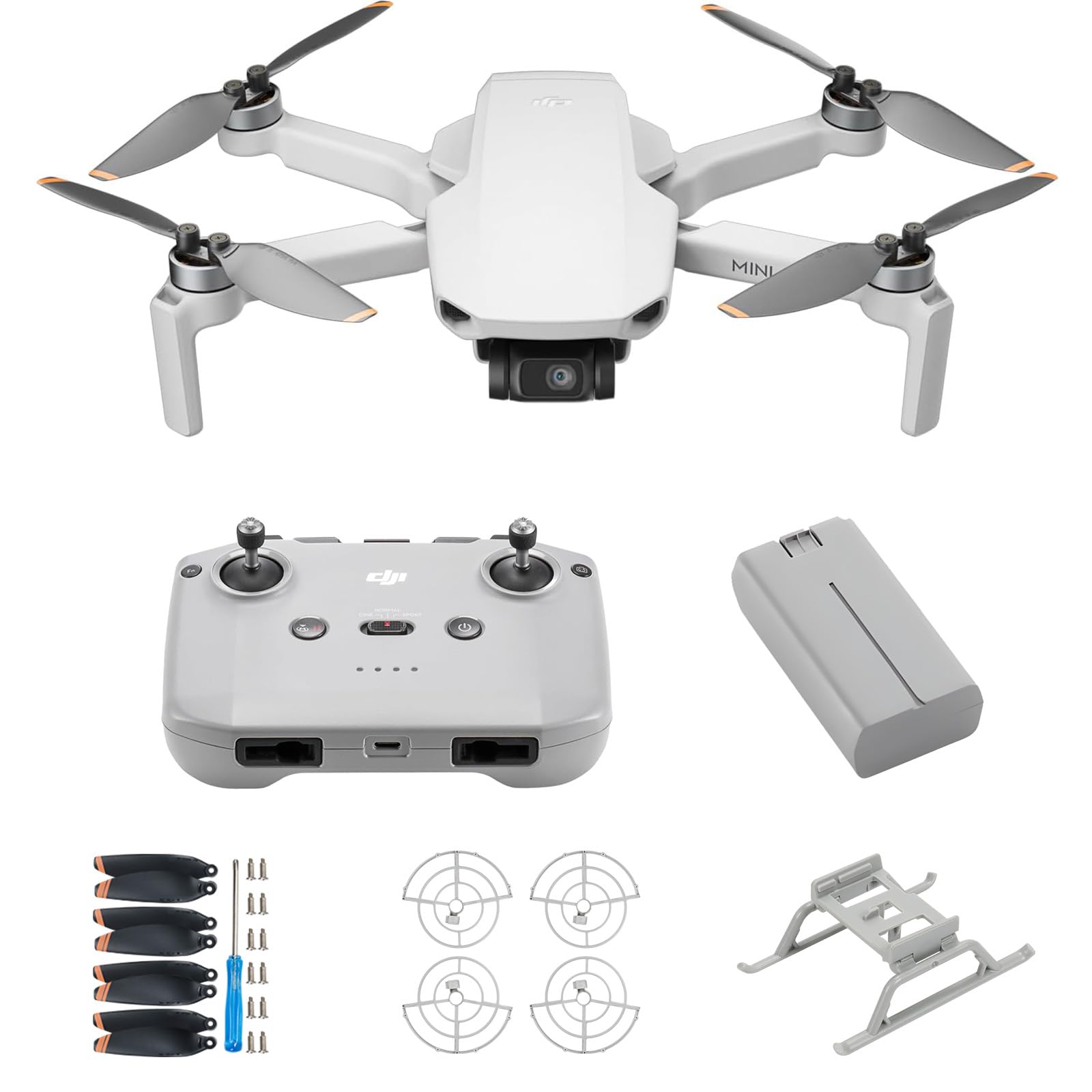 DJI Mini 4K Protection Bundle, Drone with 4K UHD Camera for Adults, Under 249 g, 3-Axis Gimbal Stabilization, 10km Video Transmission, Propeller Guard, Landing Gear, Propellers Compatible