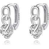 Reffeer Solid 925 Sterling Silver CZ Small Hoop Earrings for Women Link Huggie Earrings Hypoallergenic