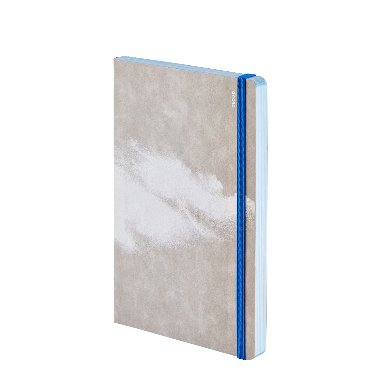 nuuna Inspiration Book M Notebook A5 – Cloud Blue Coloured Pages with Motifs 120 g Premium Paper JeansLabel Grey Sustainably Produced in Germany
