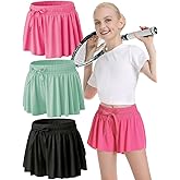 MODERN ASIR 3 Pack Girls Flowy Shorts with Spandex Liner 2-in-1 Youth Butterfly Skirts for Fitness, Running, Sports