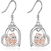 Chicken Earrings S925 Sterling Silver Heart Chicken Dangle Earrings Animal Jewelry Gifts for Women Mom Wife