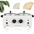 Professional Dual Wax Warmer for Hair Removal, Double Electric Wax Heater Machine with 150pcs Wax Sticks-WaxPots with Adjustable Fahrenheit Dial for Facial Skin Body SPA Salon Equipment