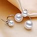 SmallDragon Women's 1 Pair 925 Sterling Silver Double Sided Ball Front Back Pearl Stud Earrings (White)
