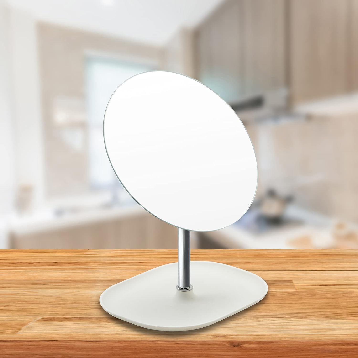 SGUTEN Desk Makeup Mirror with Small 10X Magnifying Mirror, 360°Rotation Removable + Folding Portable Desktop Makeup Vanity Mirror with Stand for Traveling, Shower Shaving Beauty Mirror, Round -