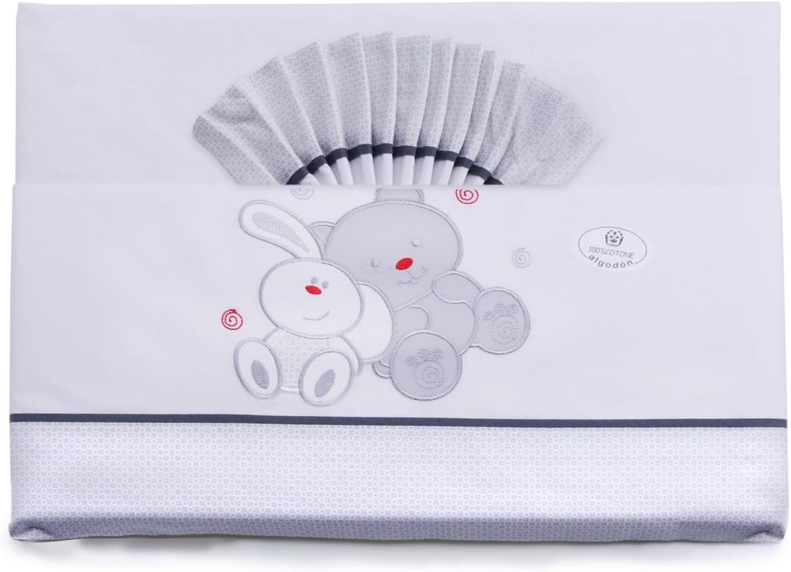 PEKITAS Baby Fine Sheet Set 3 Pieces for Crib 60 x 120 100% Cotton Made in Portugal Cuna Friends-white