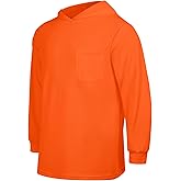Uno Mejor Hi Vis Shirts with Hood for Men, Women, High Visibility, Safety, Construction, Breathable, UCH-Orange, Medium