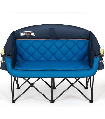 Outdoor Camping Chair For Adults, Large Folding Loveseat Camp Chair Portable Carry Bag Extra Wide Double Seat 2 Persons Patio Beach Fishing Lawn Outdoor S