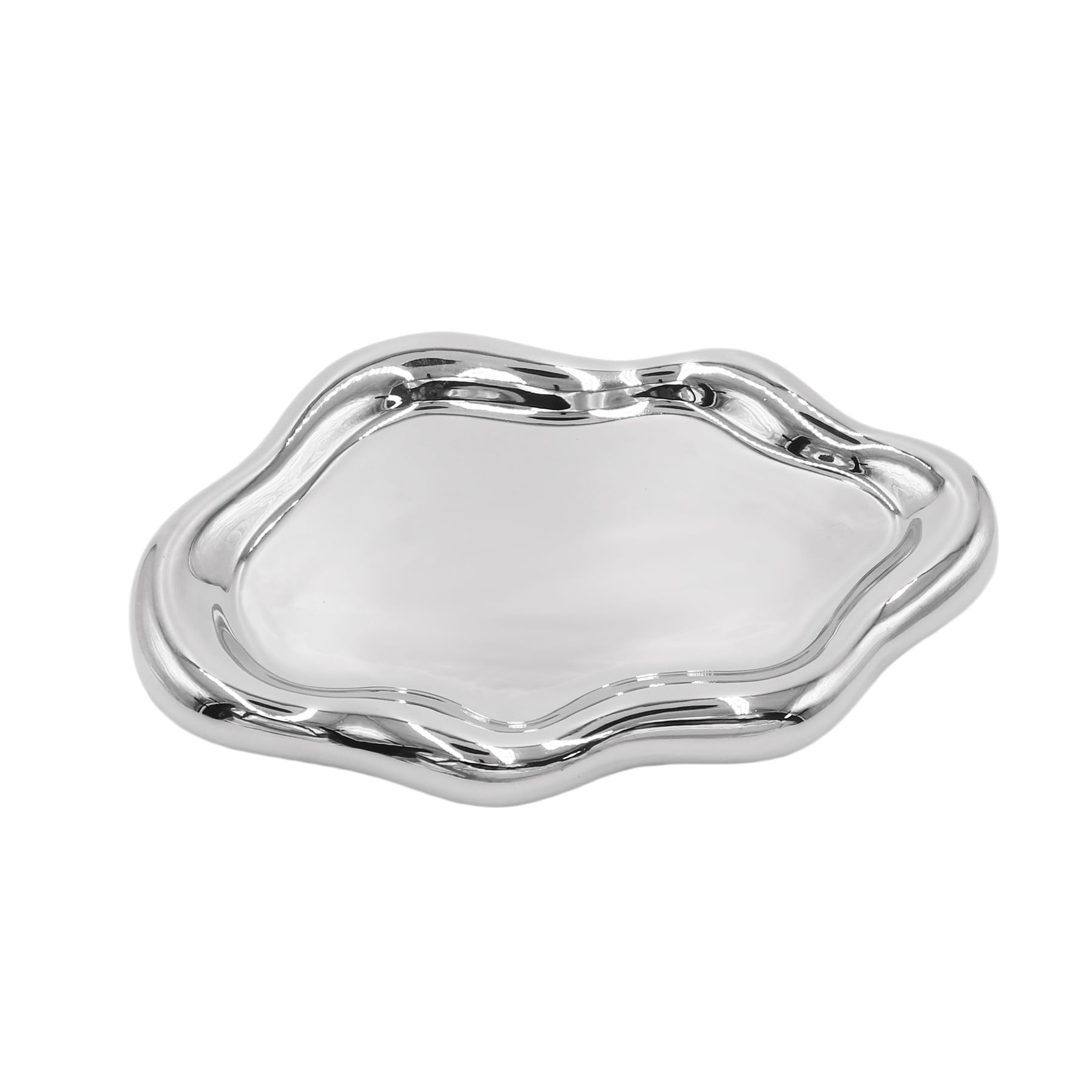 Photo 1 of Ceramic Plating Jewelry Tray Gold Silver Clound Round Shape Vanity Key Tray Ring Holder Dish Room Decor Aesthetic for Women Girls