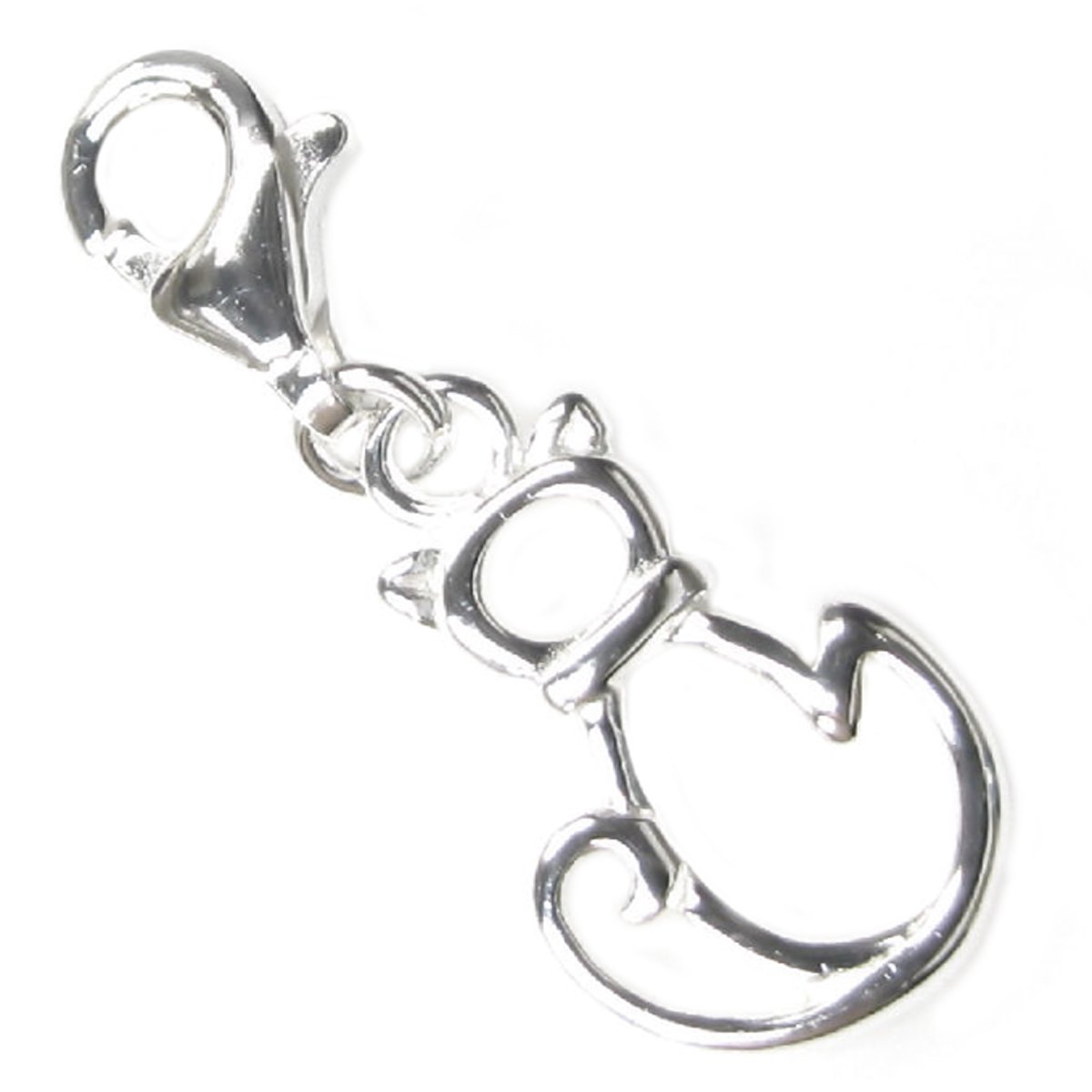 Queenberry Sterling Silver Lovely Cat European Style Clasp Charm