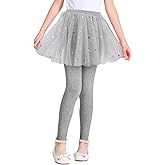 Girls Leggings with Skirt Footless Sparkly Tulle Skirt Pants for Kids Toddler Baby 1-8 Years