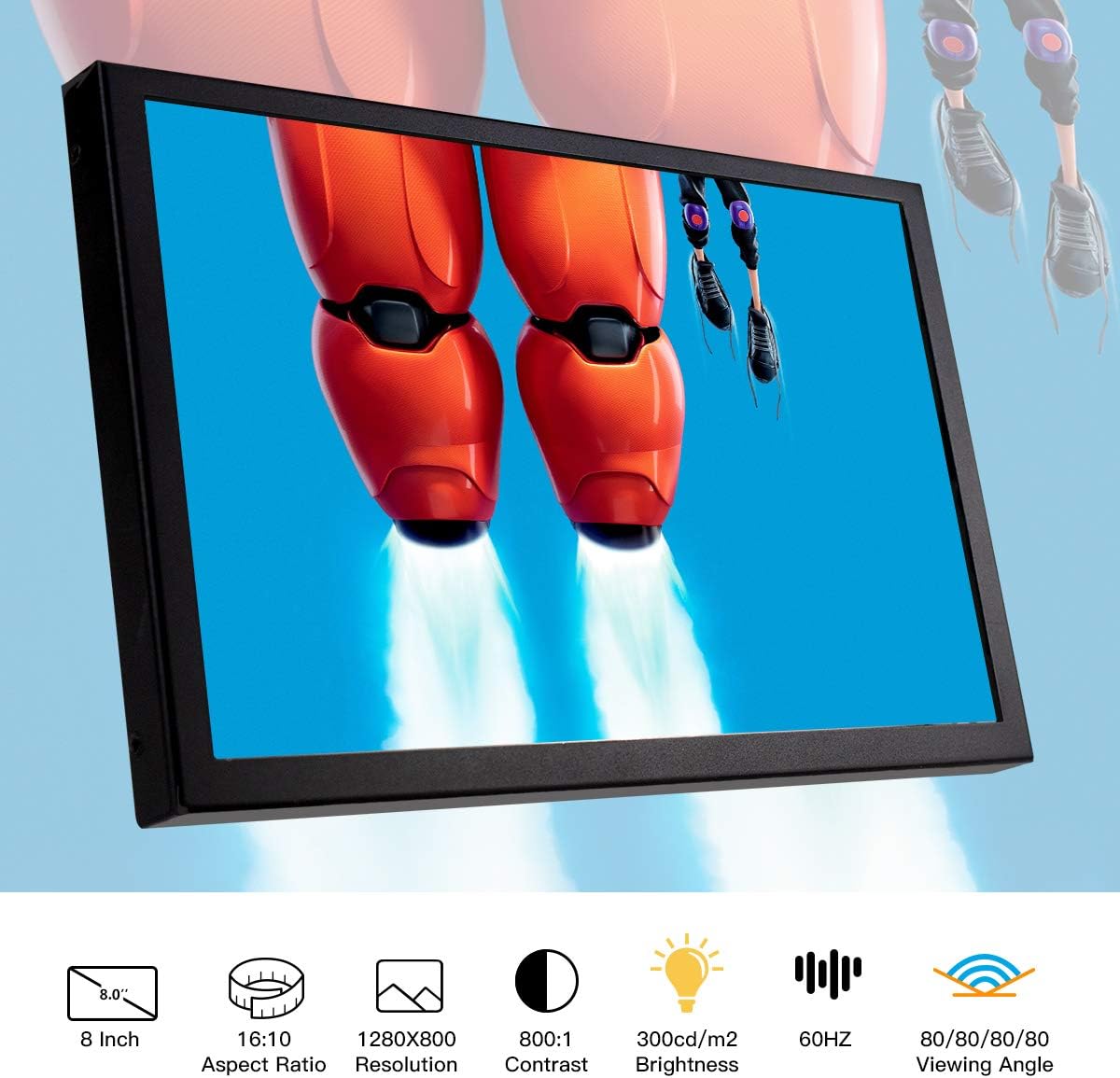ELECROW for Raspberry Pi Screen 8 inch Portable Small Monitor 1280x800 Resolution IPS LCD Screen Mini Monitor Competible Raspberry Pi - Image 3