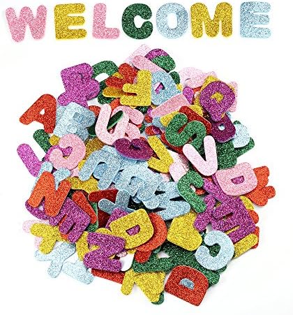 Glitter Foam Stickers Letter Sticker Self Adhesive Letters Alphabet Stickers, Pack of 6 Sets (6 Colors)