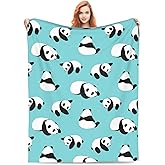 BLUBLU Cute Panda Flannel Fleece Bed Blanket Throw Blanket Lightweight Cozy Plush Blanket for Bedroom Living Rooms Sofa Couch 60"x50"